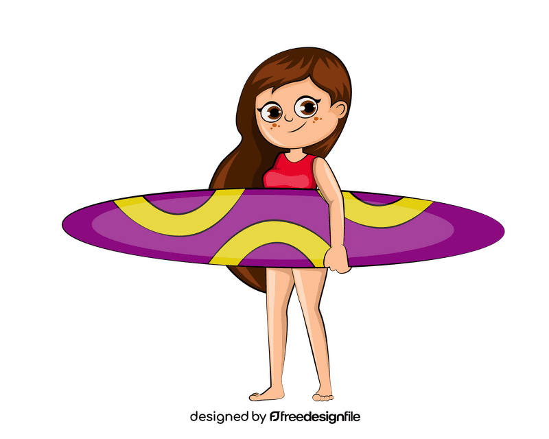 Cute Surfing girl clipart