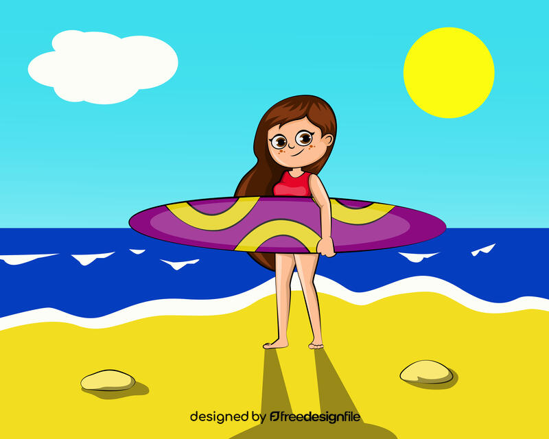 Cute Surfing girl vector