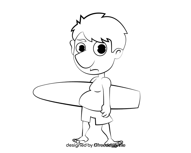 Surfing Cartoon black and white clipart