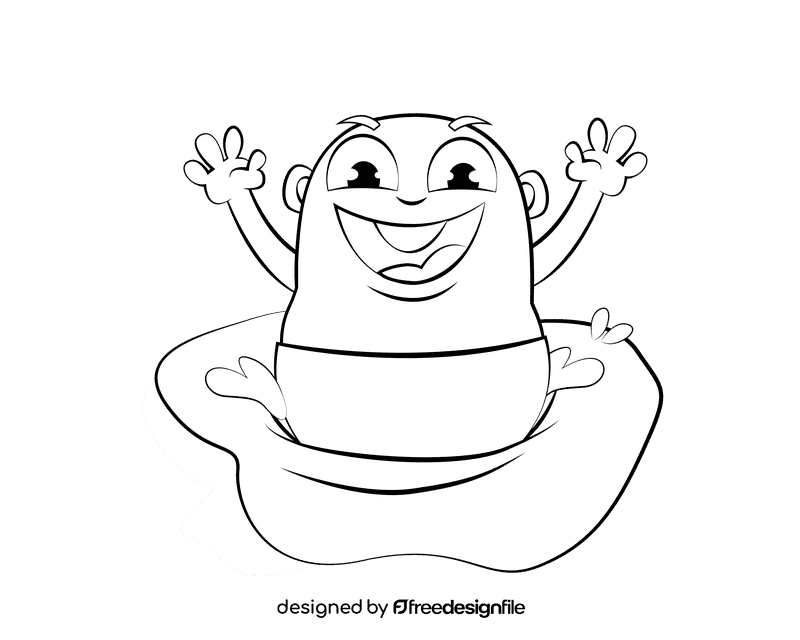 Funny Swimming black and white clipart