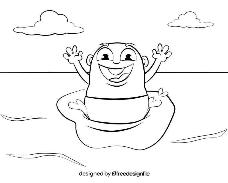 Funny Swimming black and white vector