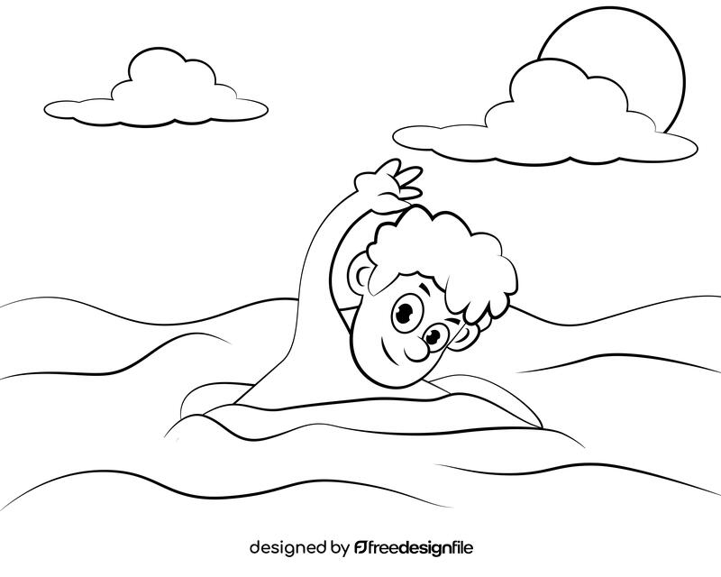 Swimming black and white vector