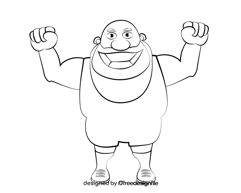 Funny Wrestler black and white clipart