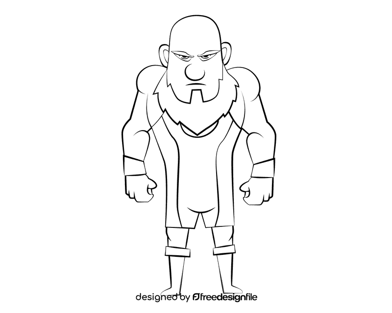 Wrestler black and white clipart