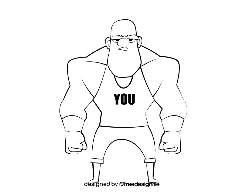 Wrestler black and white clipart