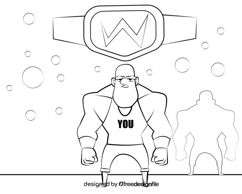 Wrestler black and white vector