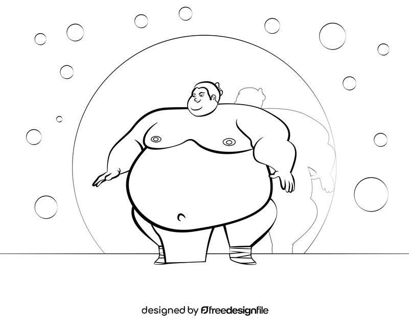 Sumo black and white vector