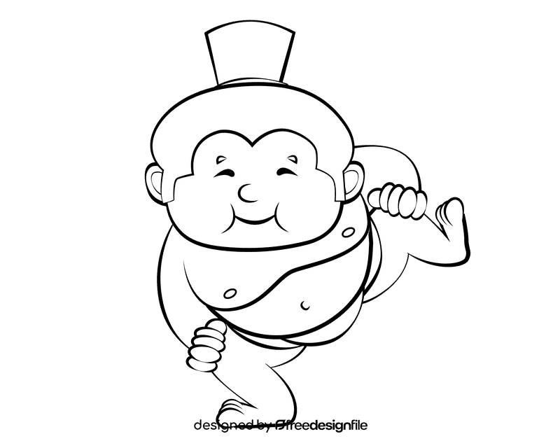 Funny Sumo black and white clipart