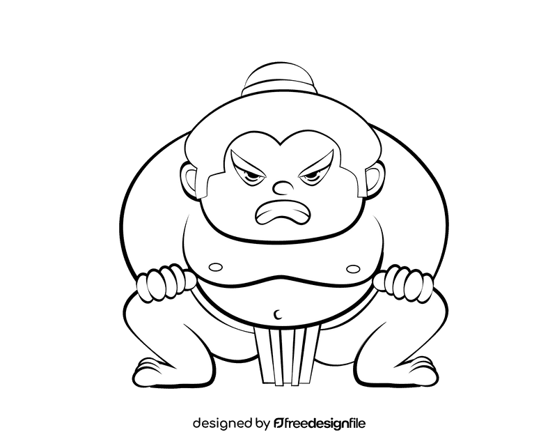 Sumo black and white clipart