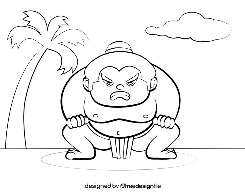 Sumo black and white vector