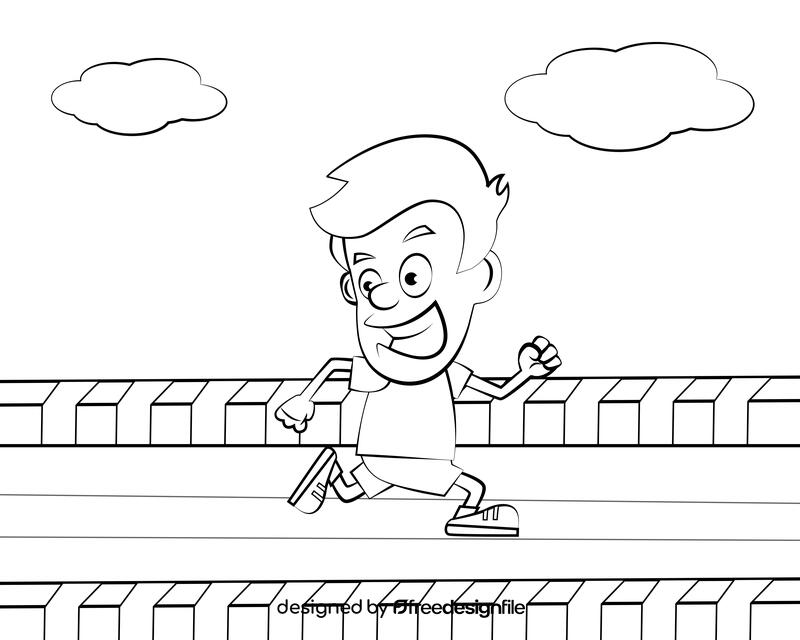 Track and Field Cartoon black and white vector