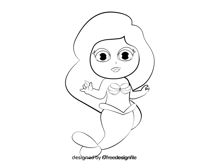 Cute Ariel black and white clipart