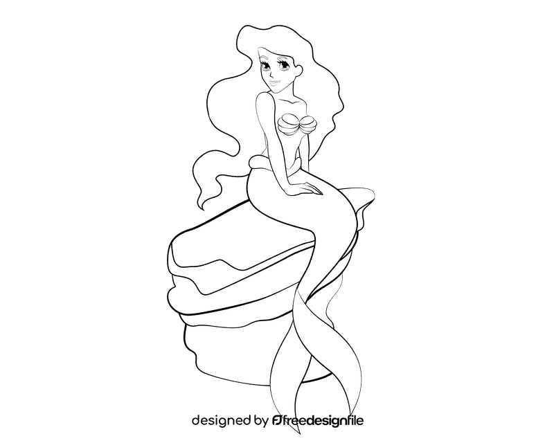 Ariel black and white clipart