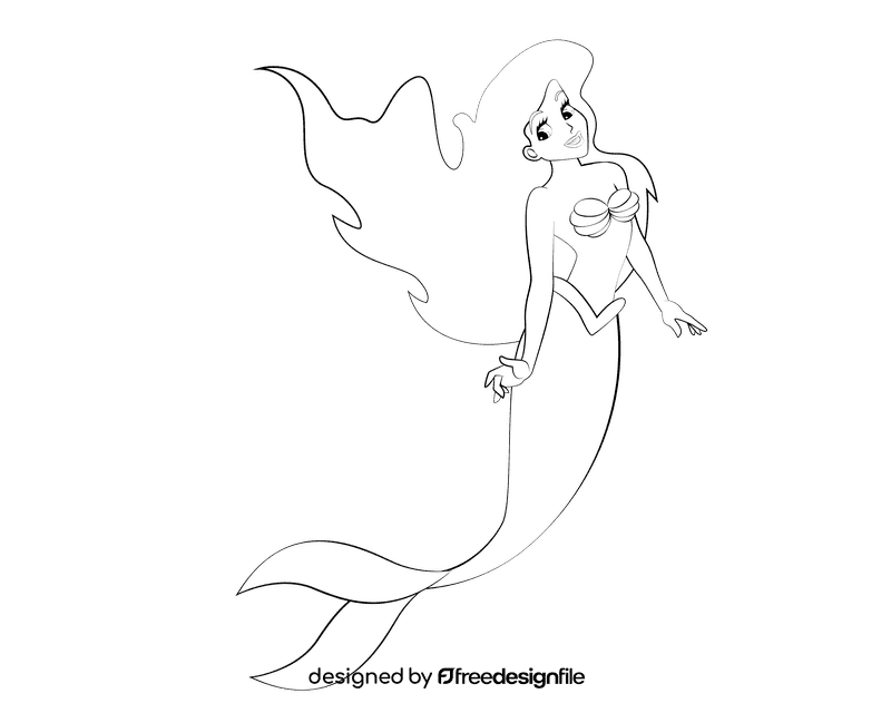 Ariel black and white clipart