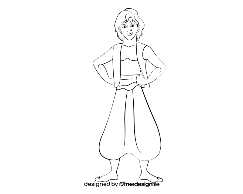 Aladdin black and white clipart