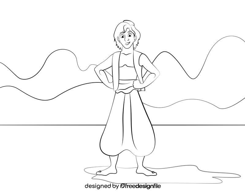 Aladdin black and white vector