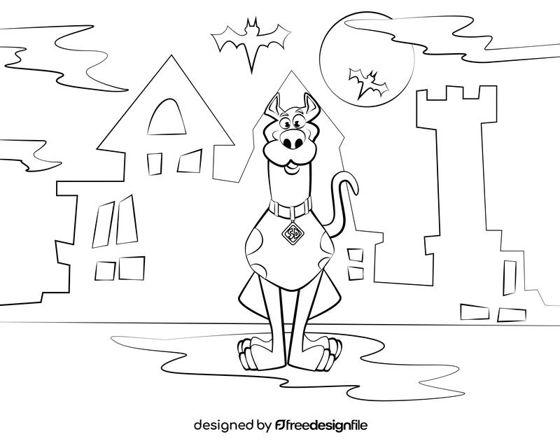 Funny Scooby doo black and white vector