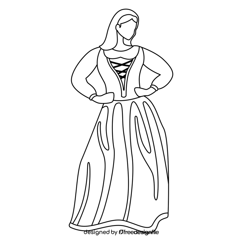 Switzerland traditional dress black and white clipart