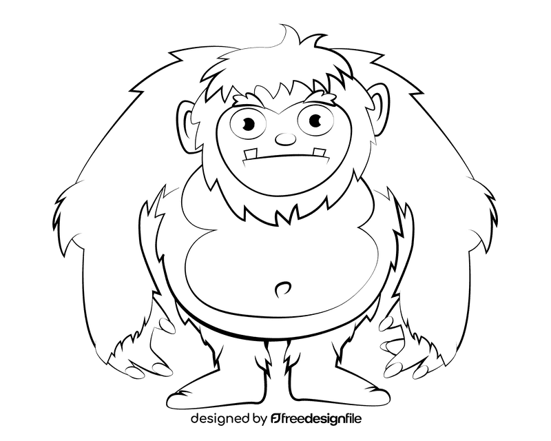 Bigfoot black and white clipart