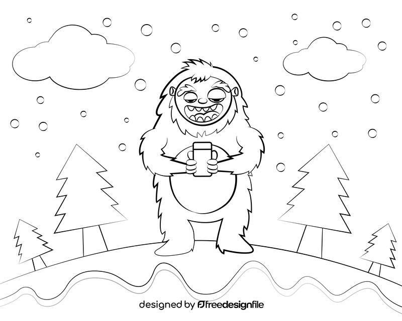 Cute Bigfoot black and white vector