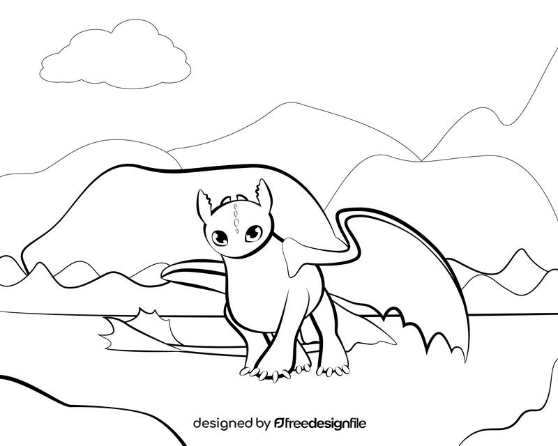 Funny Toothless black and white vector