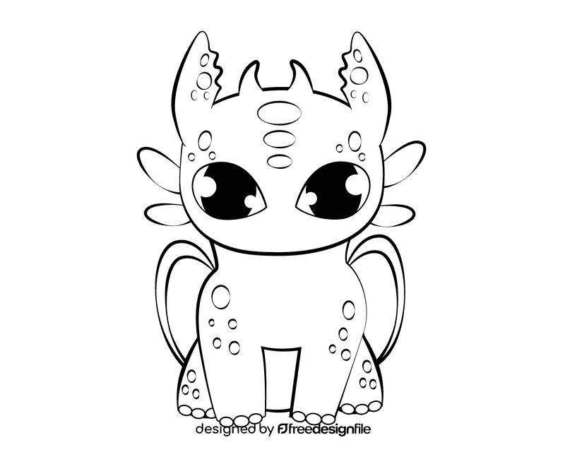 Toothless black and white clipart