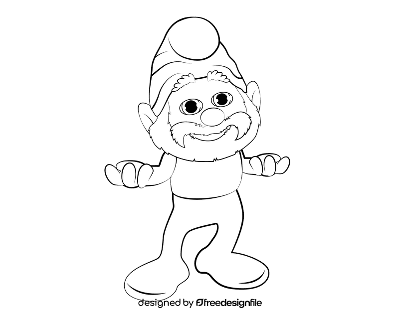 Papa Smurf black and white clipart