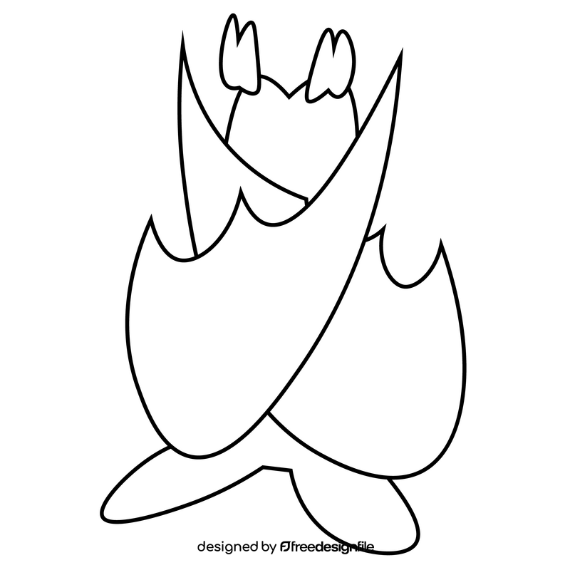 Bat upside down black and white clipart