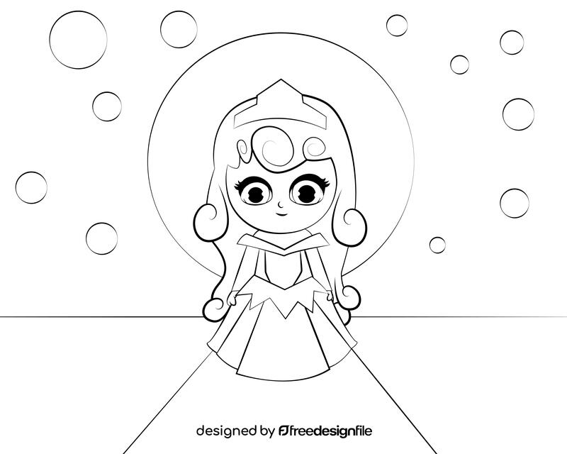 Cute Aurora black and white vector