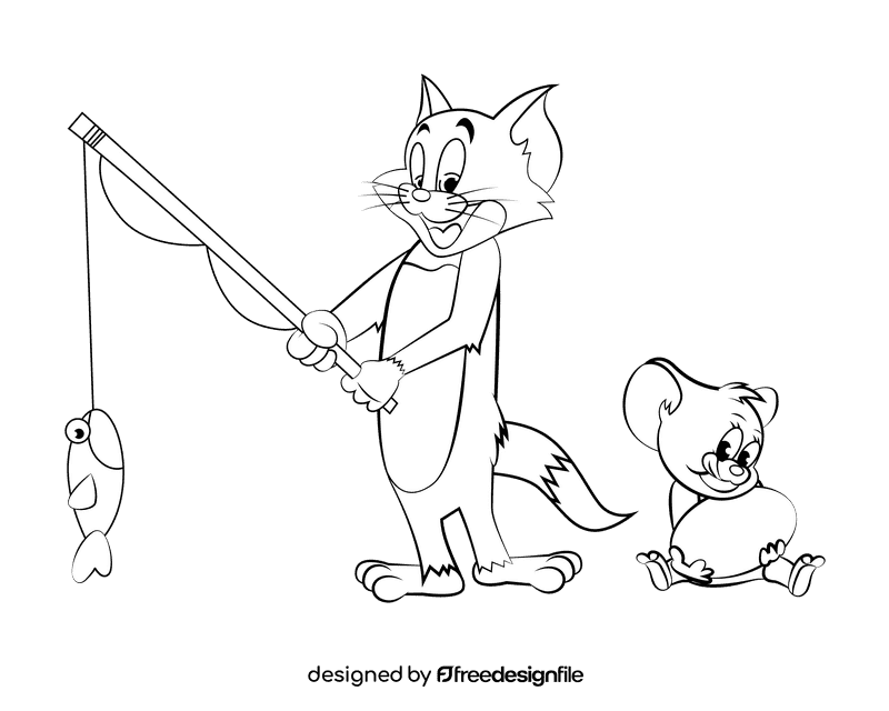 Tom and Jerry black and white clipart