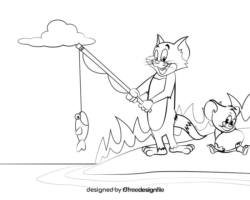 Tom and Jerry black and white vector