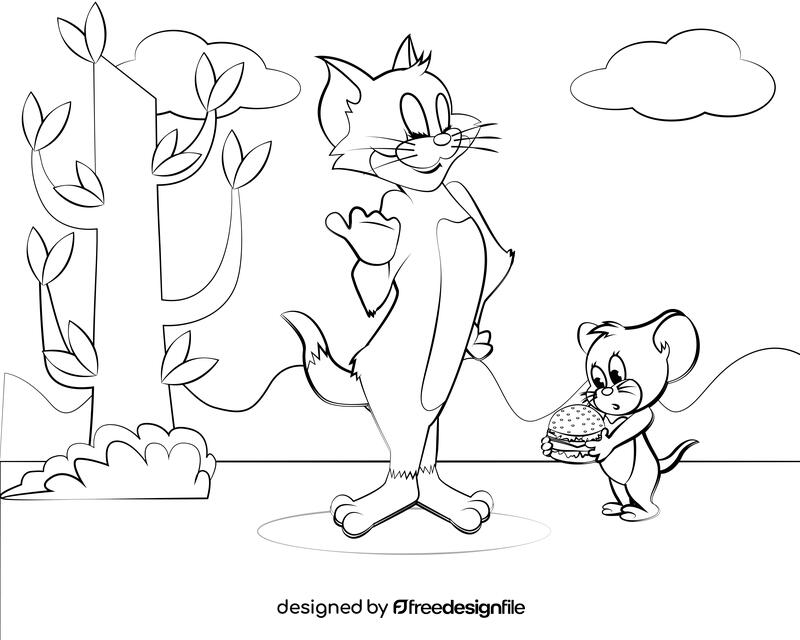 Funny Tom and Jerry black and white vector