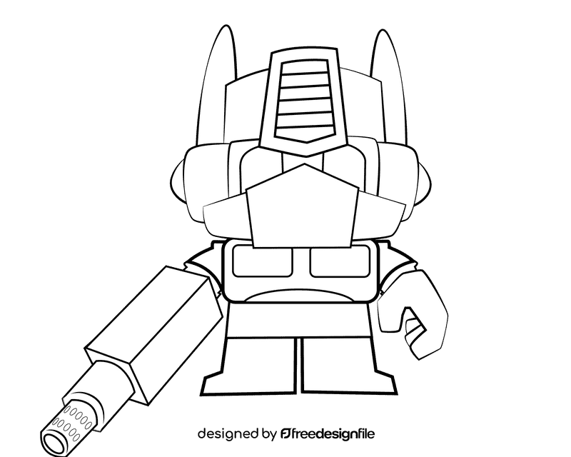 Cute Optimus Prime Transformers black and white clipart