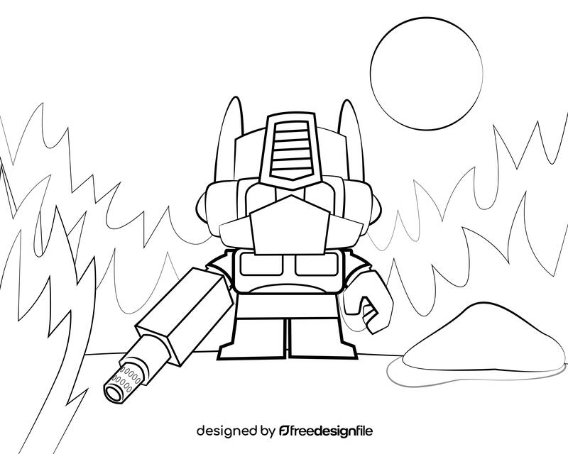 Cute Optimus Prime Transformers black and white vector