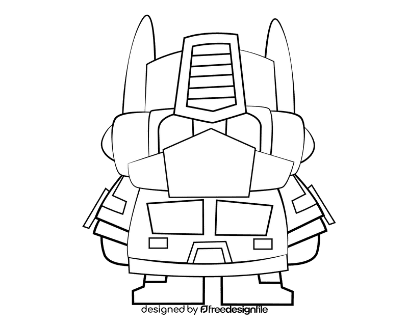 Cute Optimus Prime Transformers black and white clipart