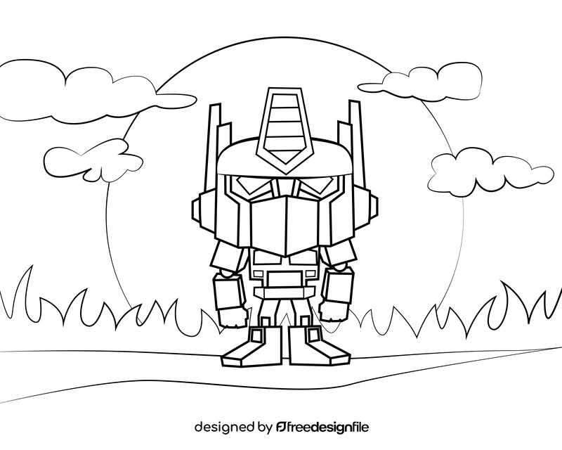 Optimus Prime Transformers black and white vector