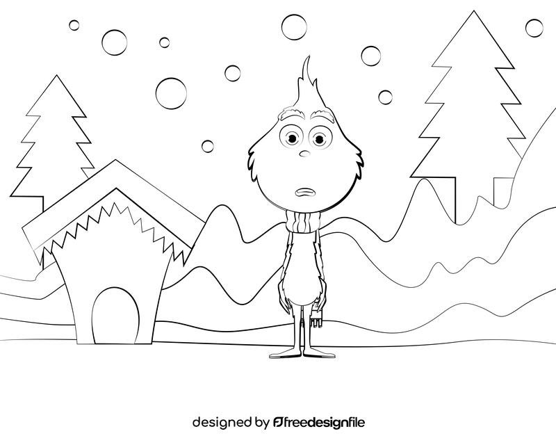 Cute Grinch black and white vector