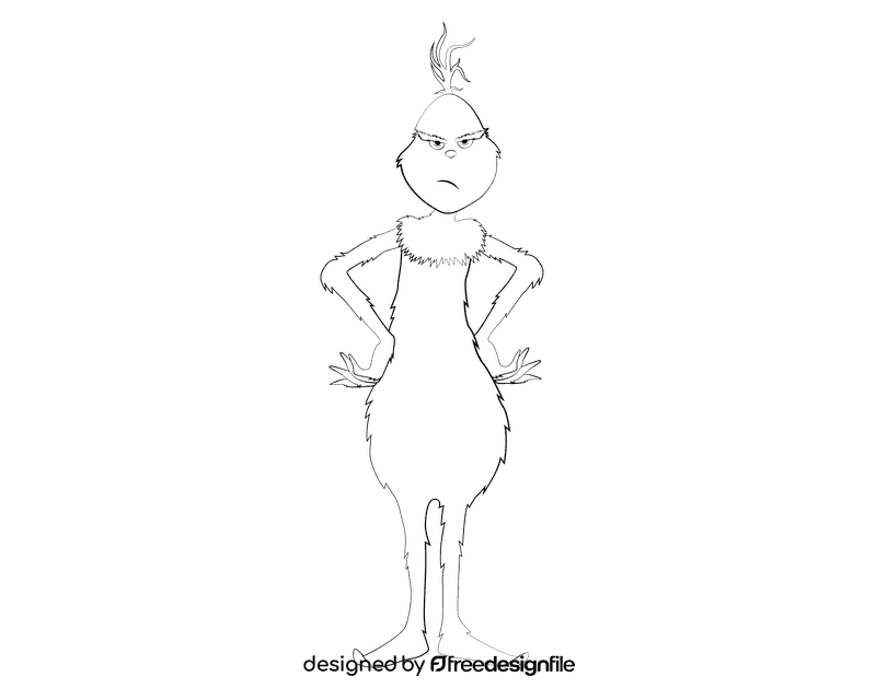 Grinch black and white clipart