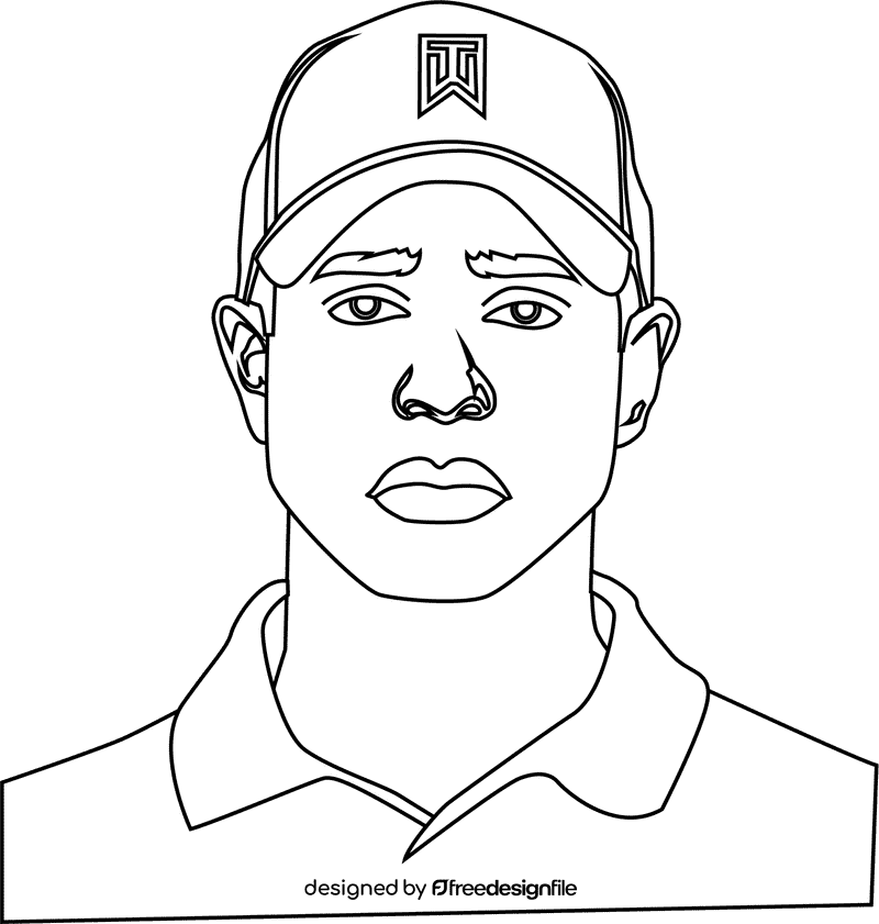 Tiger Woods black and white clipart