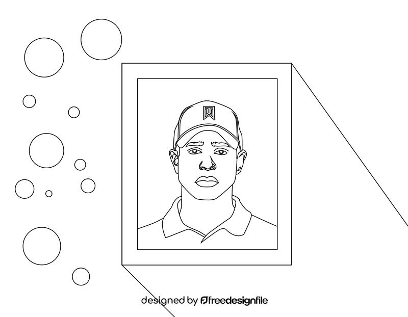 Tiger Woods black and white vector