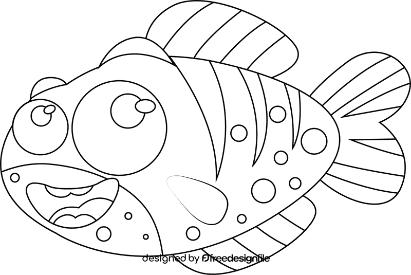 Cute Fish black and white clipart