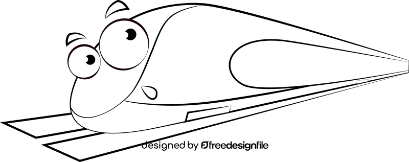 Funny Bullet Train black and white clipart