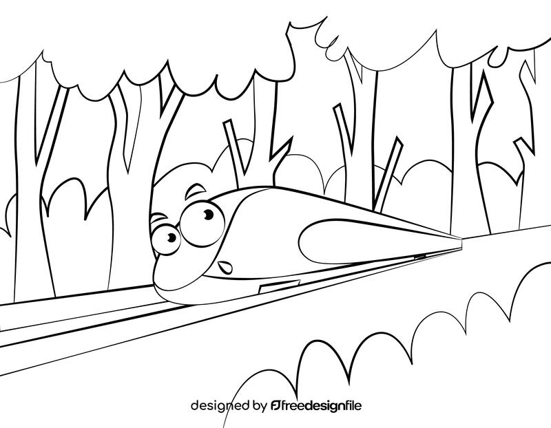 Funny Bullet Train black and white vector