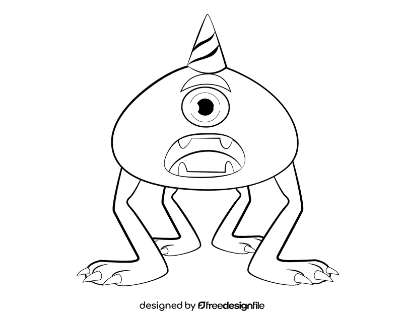 Funny Monster black and white clipart