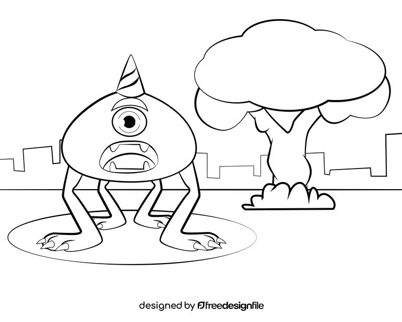 Funny Monster black and white vector