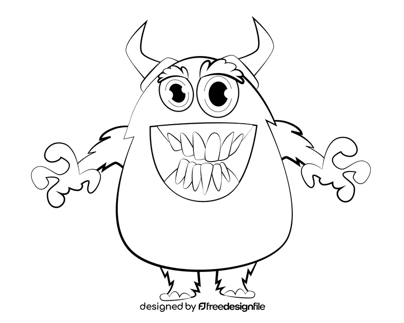 Monster black and white clipart