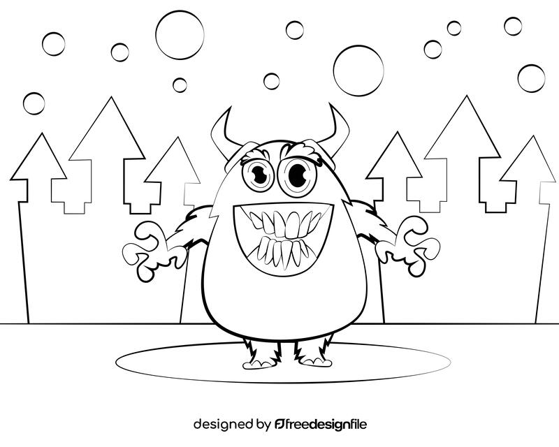 Monster black and white vector