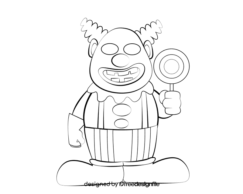 Evil Clown black and white clipart