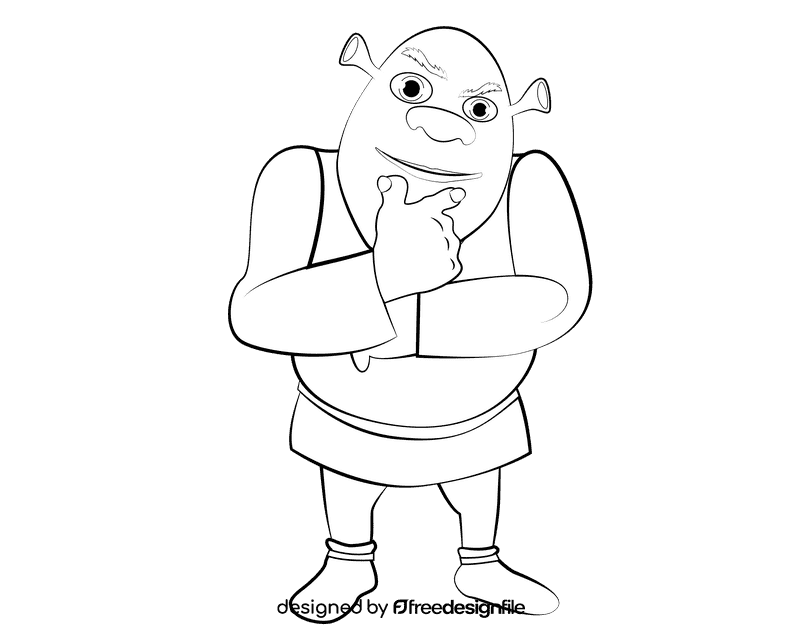 Shrek black and white clipart