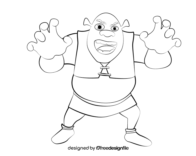 Shrek black and white clipart